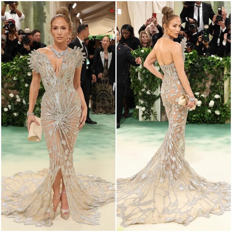 Jennifer Lopez Bold In Stonework Style Flare Gown