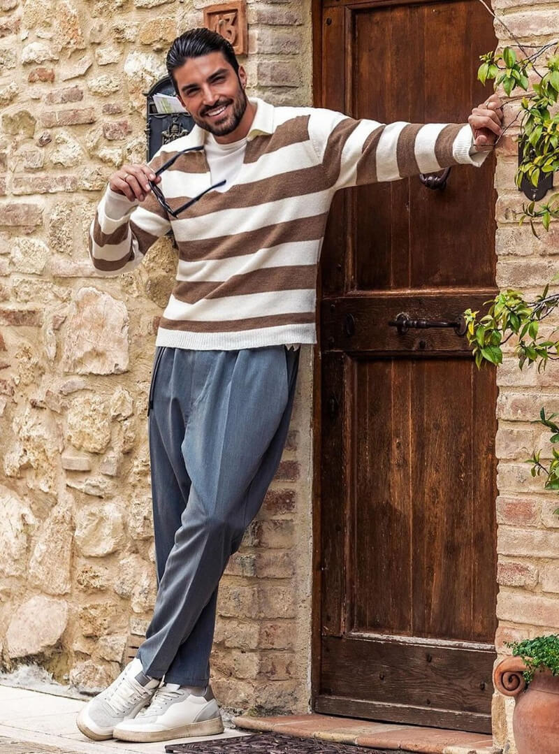 Mariano Di Vaio  In Striped Woven T-shirt With Pants