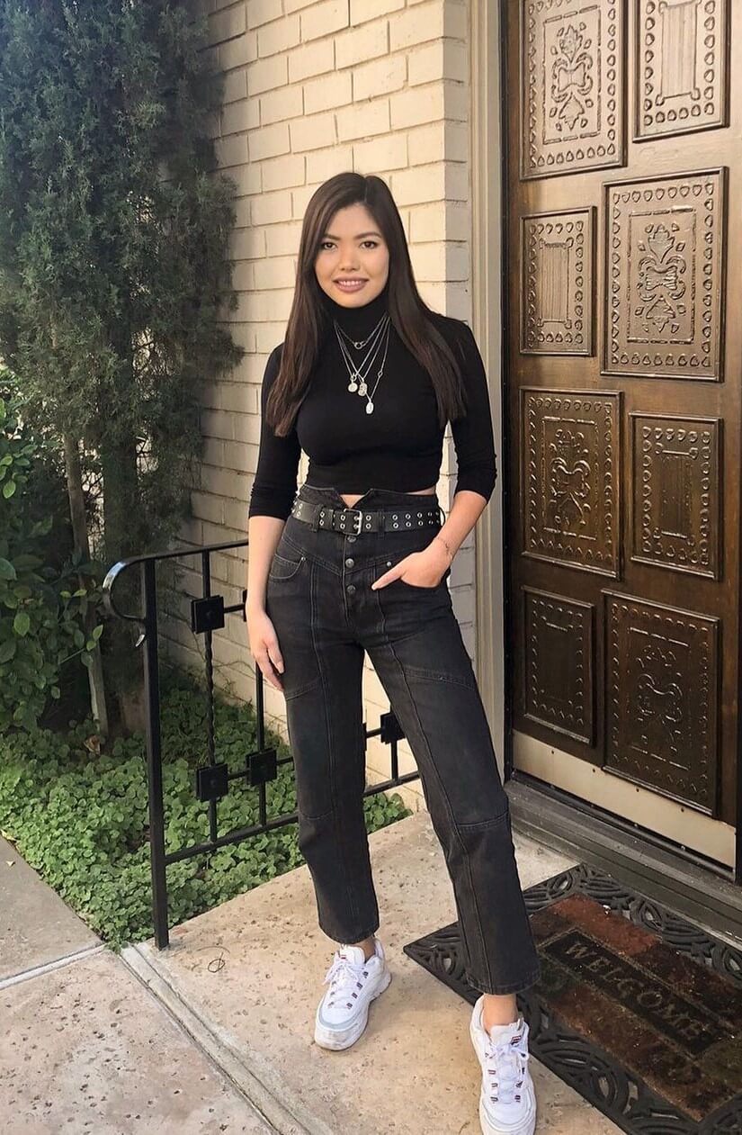 Nissa Kele In Black Full Sleeves Crop Top With Denim Jeans
