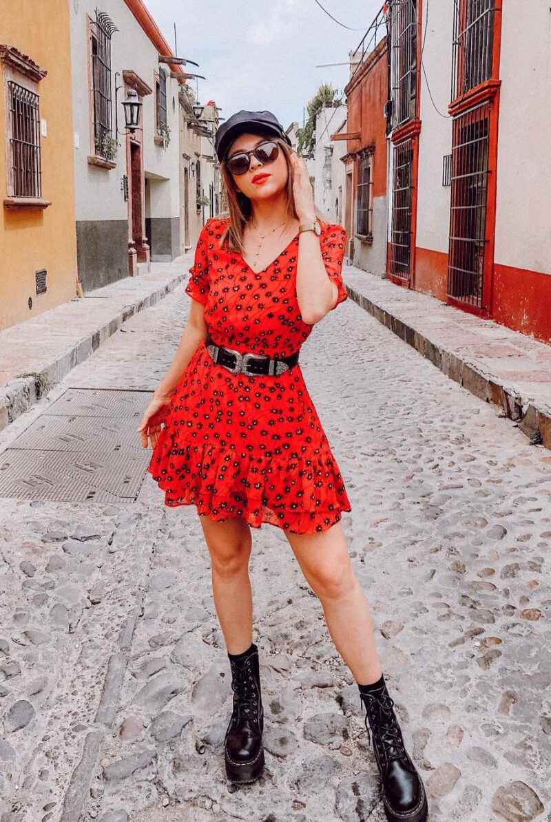 Tai Gálvez In Red Ruffle Mini Outfit