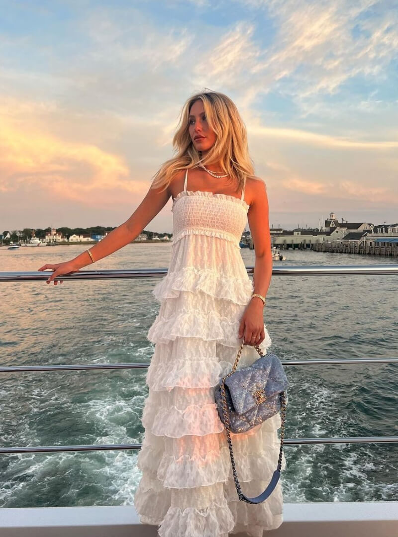 Alix Ashley Earle Flawless In White Frill Long Dress