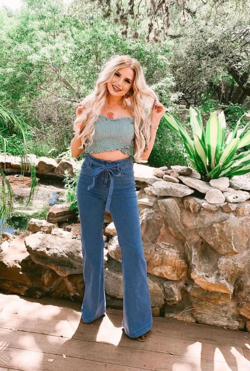 Brandinicc In Crop Top With Denim Bottom