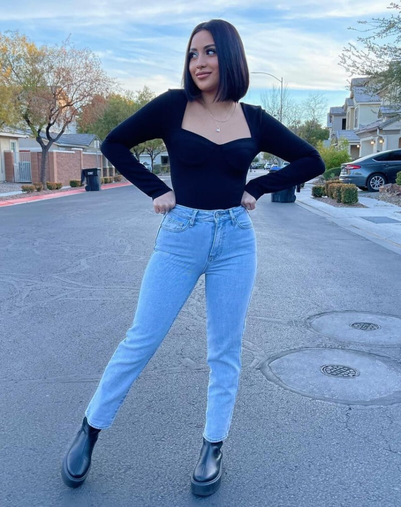 Brittney Bobay In Black Full Sleeves Top With Denim Jeans
