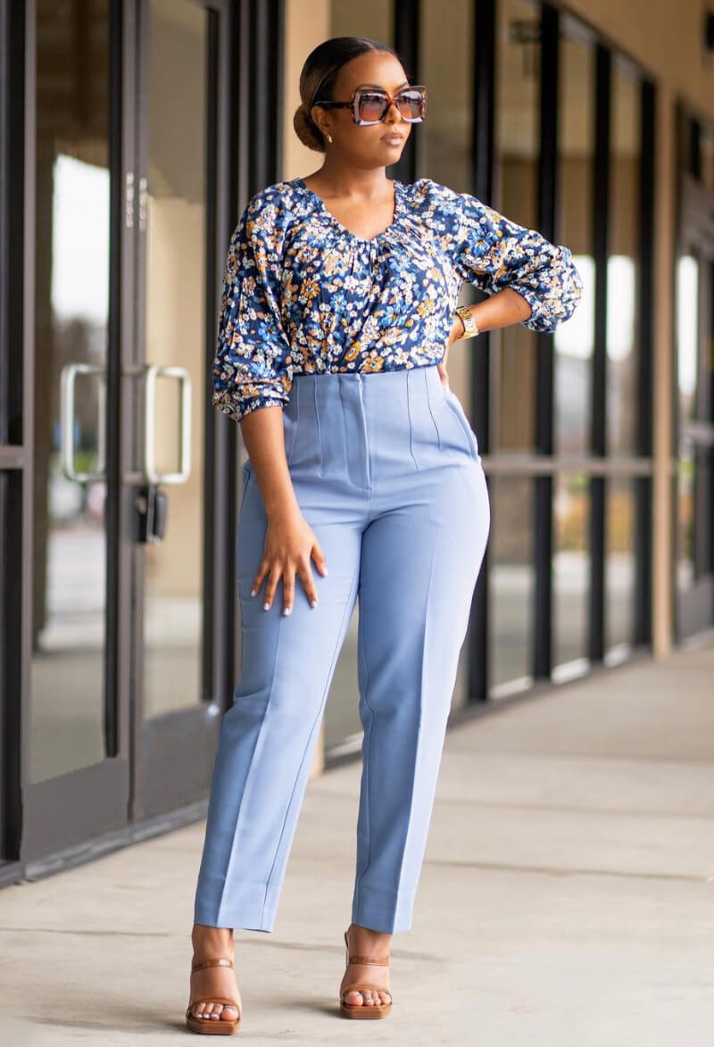 Tina Mengistu In Floral Print Top With Pants