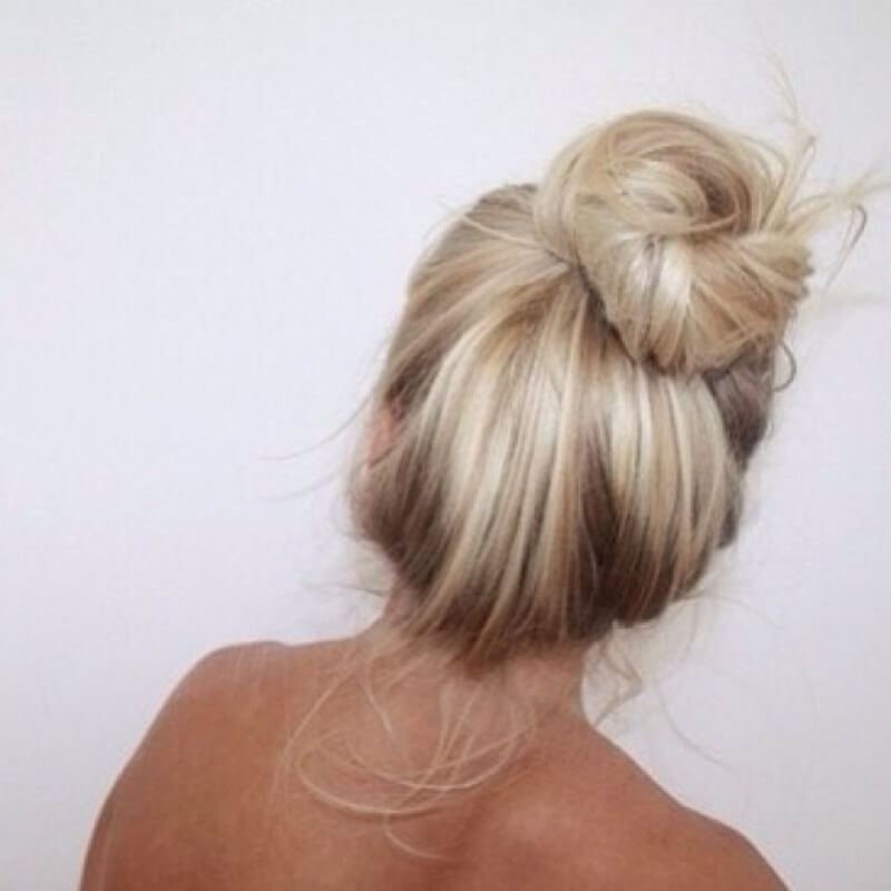 Blonde Messy High Bun Hairstyle