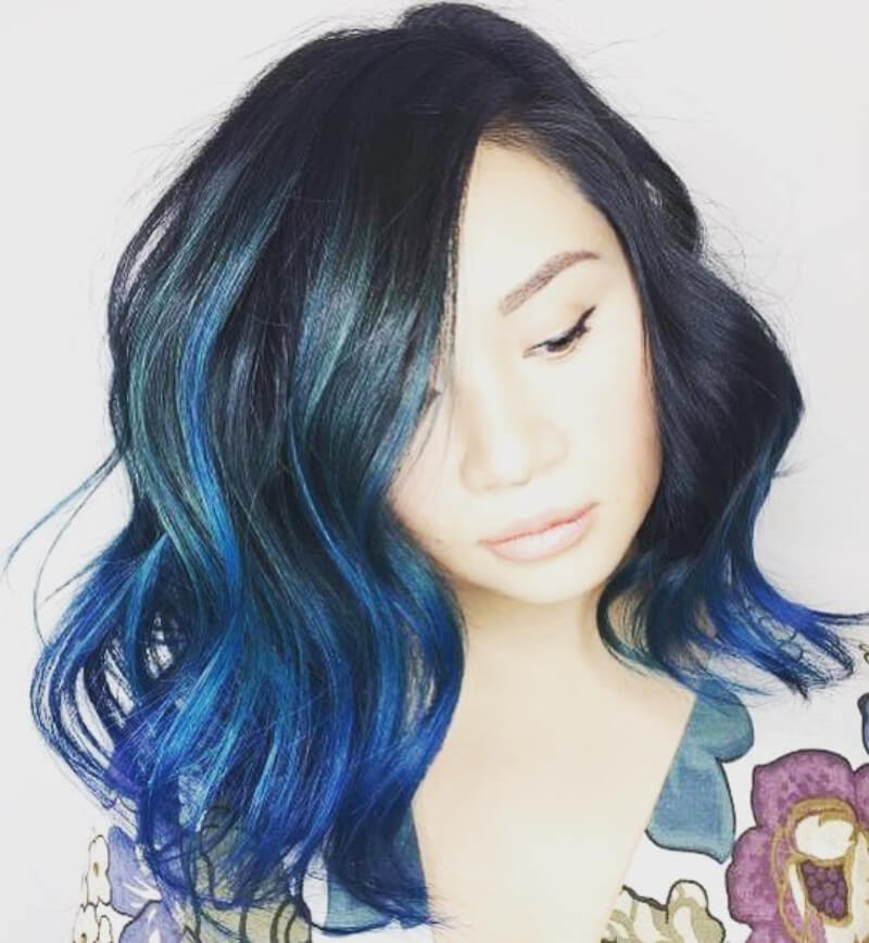 Blue Texture Wavy Hairstyle