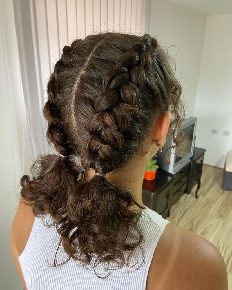 Cute Double Braided Ponytail Hairstyle