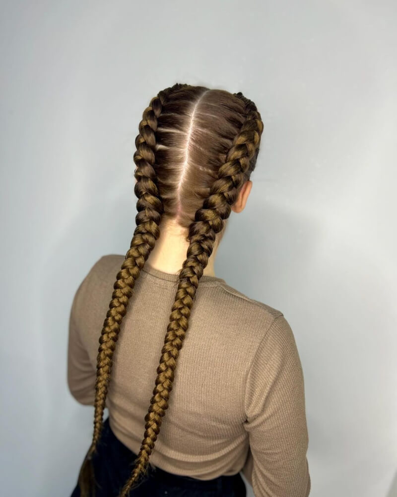 Golden Blond Double Braided Ponytail