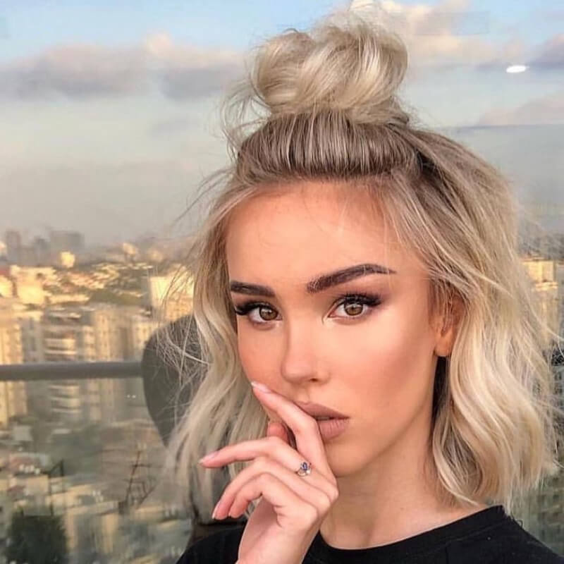 Half of Hair High Bun Hairstyles