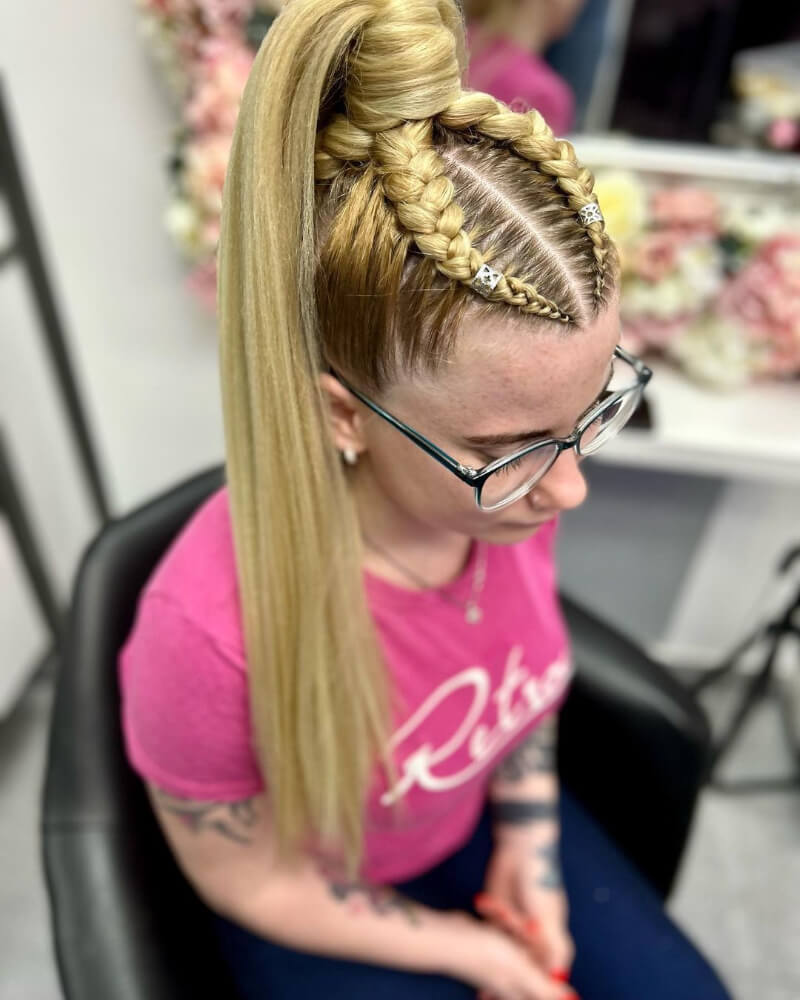 High Twisted Braided Ponytail