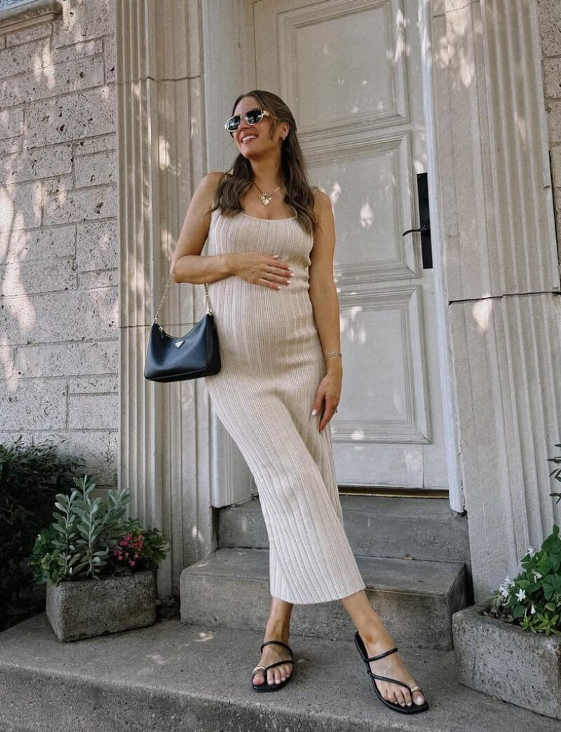 Lauren Roscopf In Beige Strap Sleevers Woven Long Dress