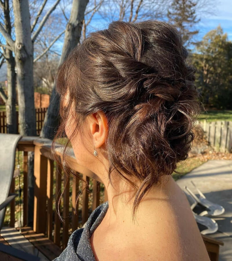 Messy Braided Bun Hairstyle