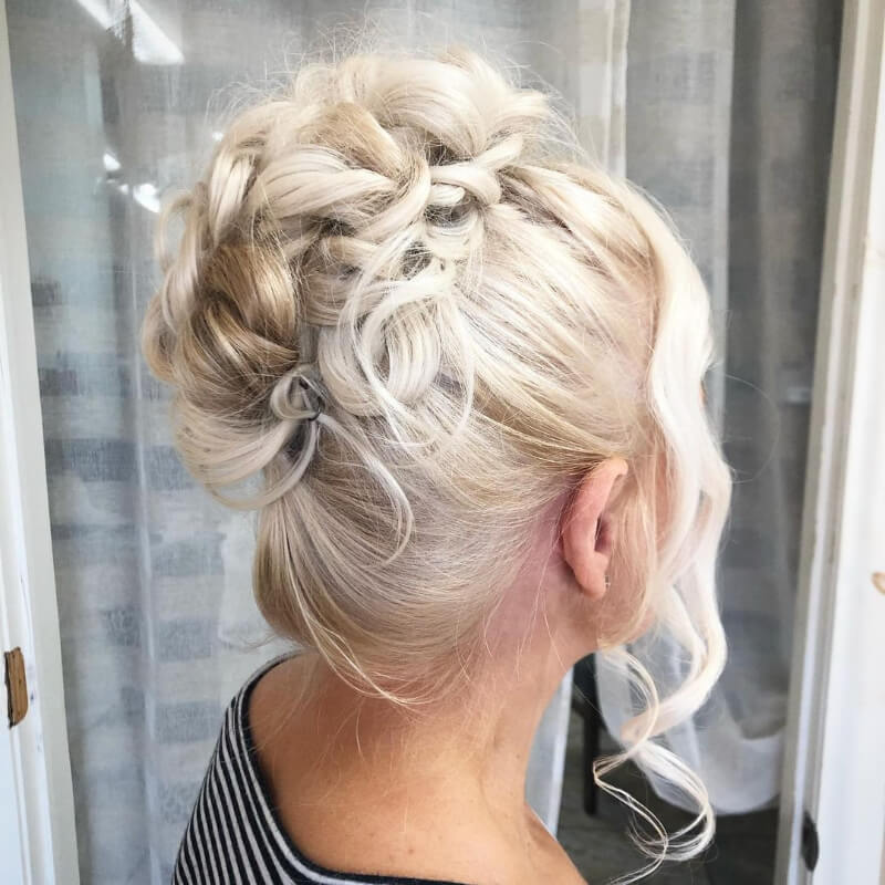 Messy Braided Top Bun Hairstyle