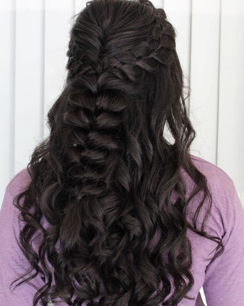 Middle Hair Braided Over Curly Hairstyles