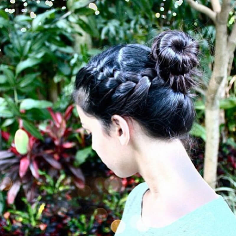 Side Braided Knotted Bun Hairstyle