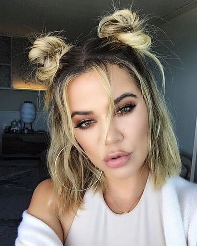 Messy Double Bun Hairstyle