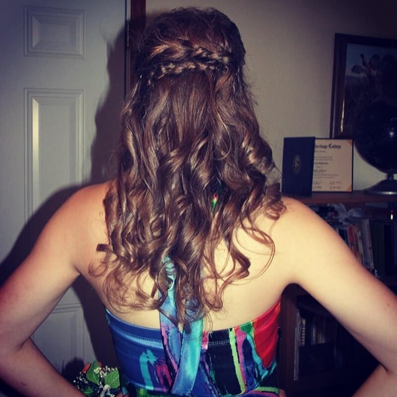 Soft Curls With Crown Braided Hairstyle