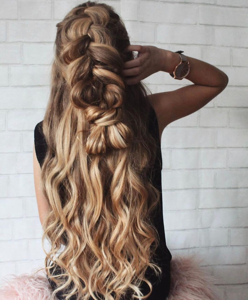 Stunning Half Baggy Braids Over Curly Hair