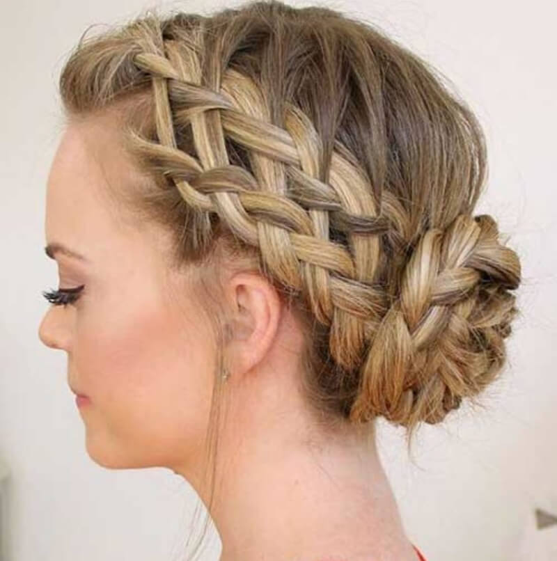 Thick Side Braids Bun Hairstyle