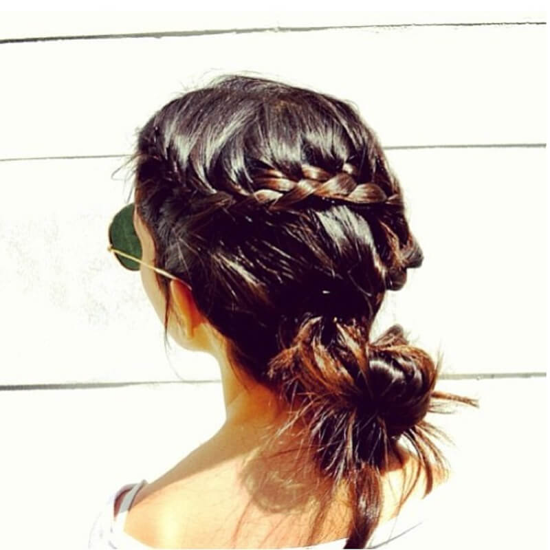 Zig Zag Braids With Messy Bun Hairstyle