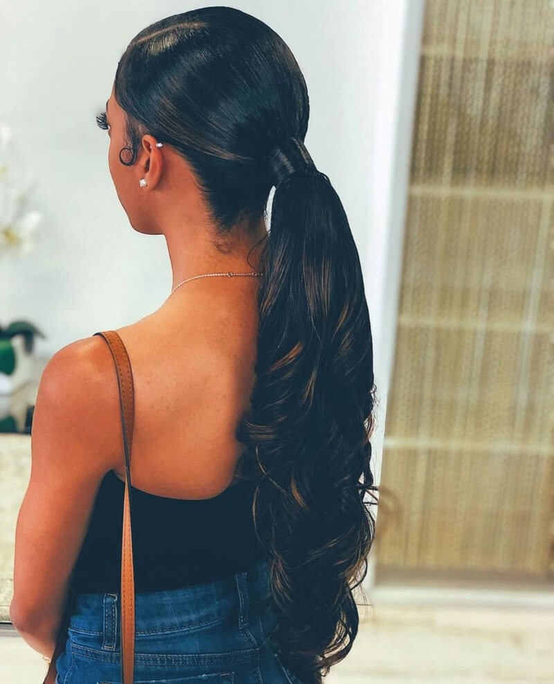 Gorgeous Fishtail Curls Sleek Ponytail